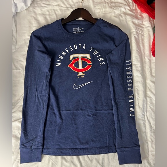 Nike Tops - Women's Minnesota Twins Nike Navy Over Arch Long Sleeve T-Shirt